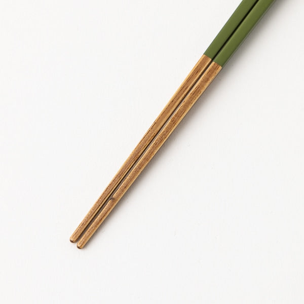 Lacquered Split Chopsticks, Moss Green 22.5cm