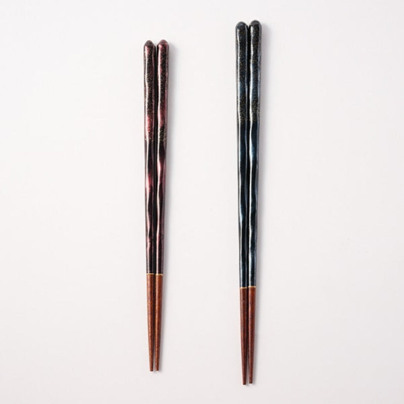 Wakasa Lacquered Pair of Chopsticks & Tsugaru Vidro Chopstick Set in a Paulownia Box